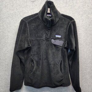 Patagonia Re-Tool‎ Snap-T Pullover Black Fleece Womens Small  Soft Long Sleeve